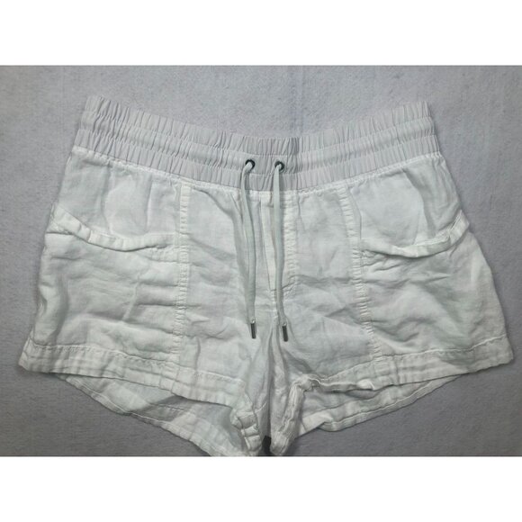 Athleta Cabo Linen 4" Shorts White Elastic Waist Drawstring 405722 Women's 16 - Picture 1 of 7